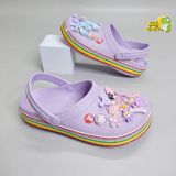  Dép sục crocband viền họa tiết trái tim, cầu vồng trẻ em người lớn chính hãng 