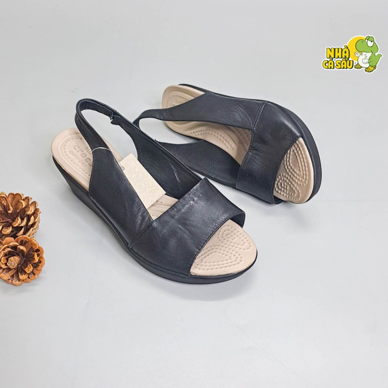  Sandal xuồng da cross slingback nữ chính hãng 