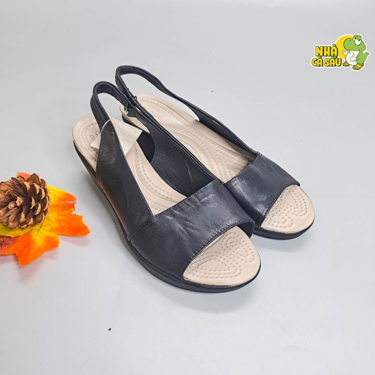  Sandal xuồng da cross slingback nữ chính hãng 