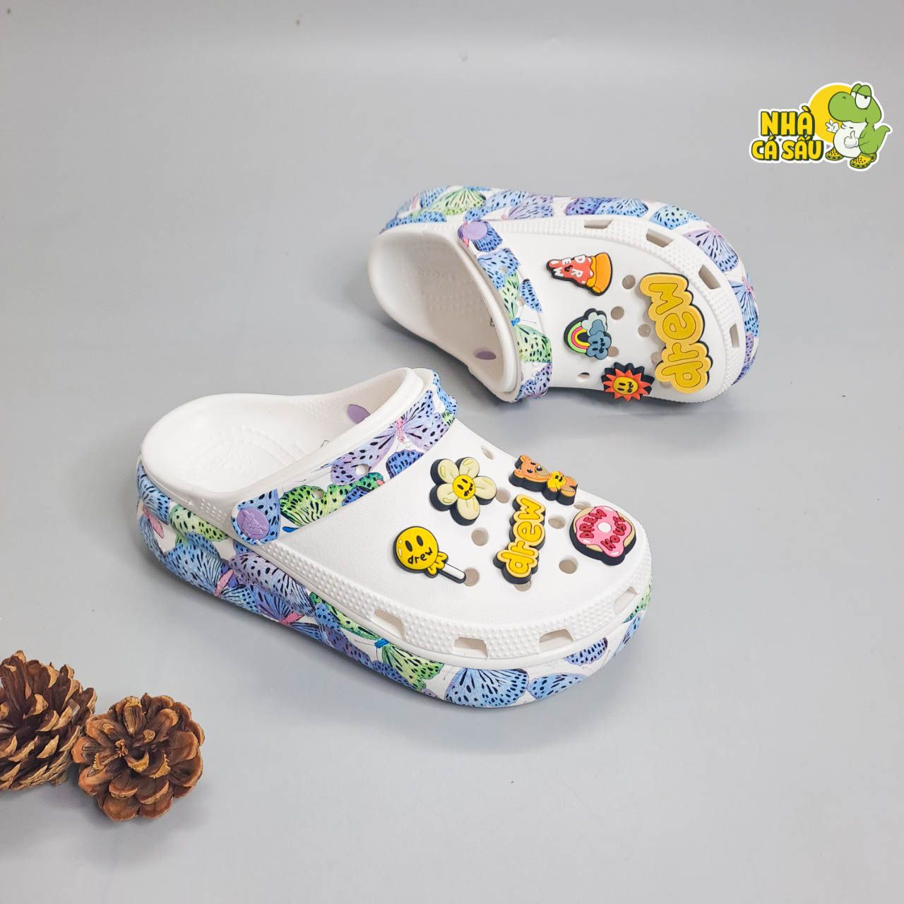  Dép sục Dinas crush butterfly 6 phân nam nữ, sục bướm họa tiết 