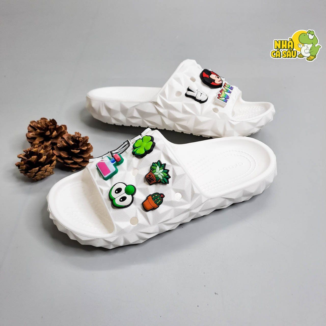  Dép quai ngang cross classic sầu riêng, dép kim cương nam nữ chính hãng 