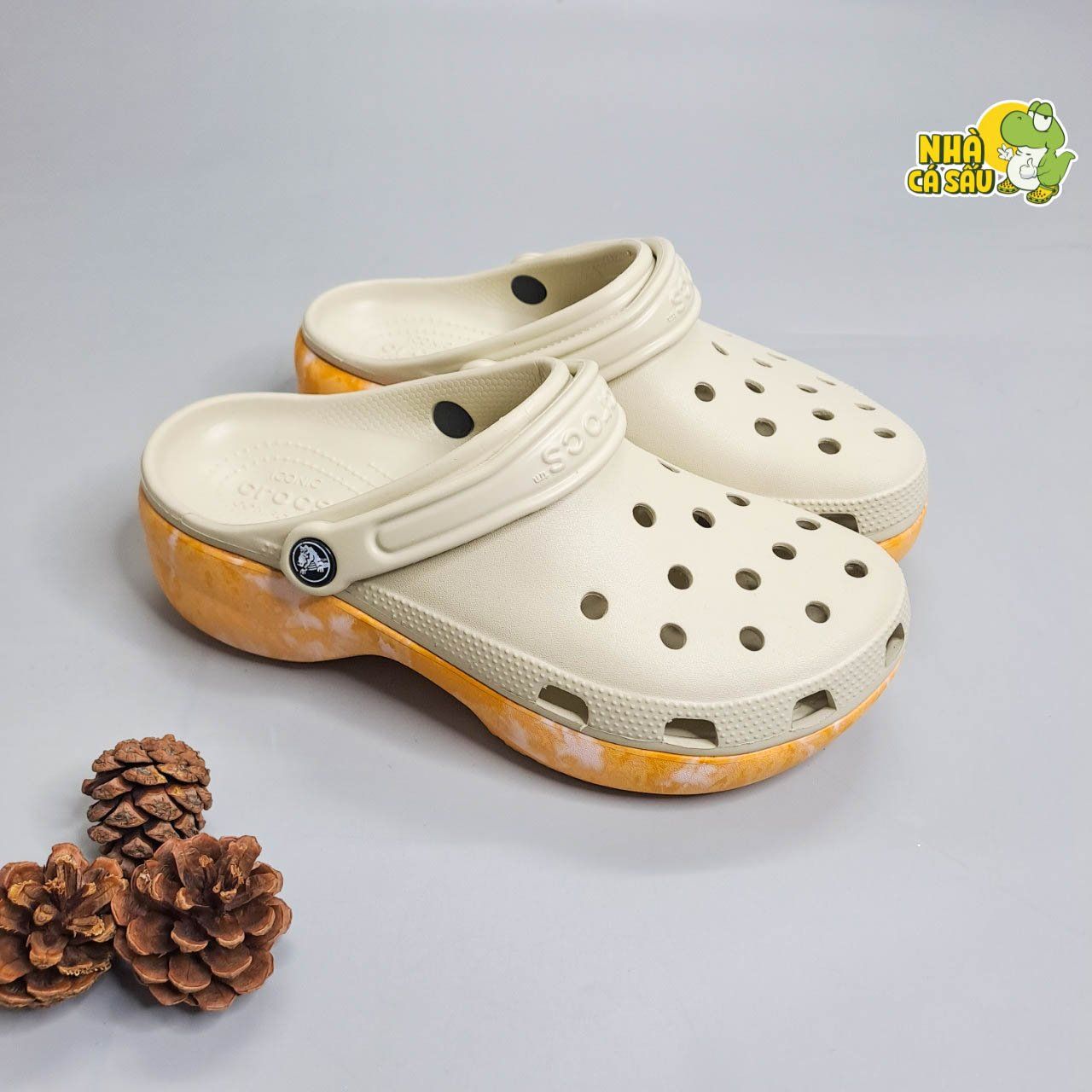  Dép sục Dinas classic platform nữ đế cao 5 phân loang hoạ tiết phun sơn chính hãng 
