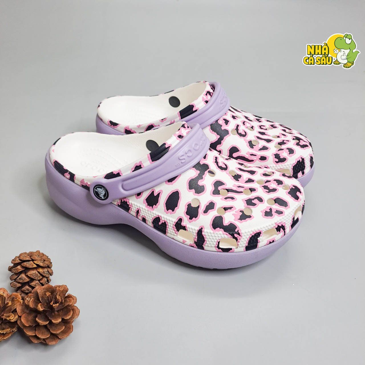 Dép sục Dinas classic platform nữ đế cao 5 phân loang hoạ tiết phun sơn chính hãng 