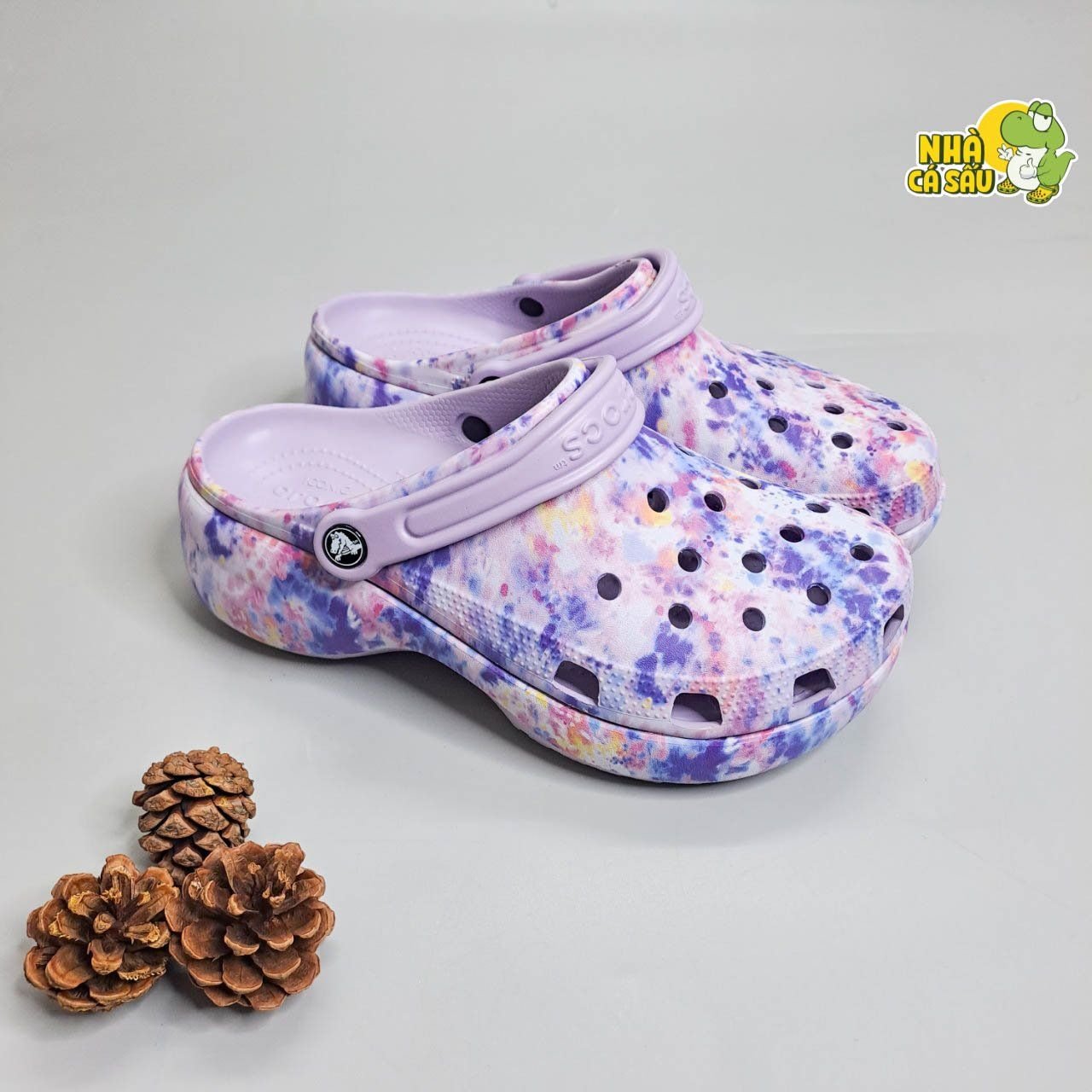  Dép sục Dinas classic platform nữ đế cao 5 phân loang hoạ tiết phun sơn chính hãng 
