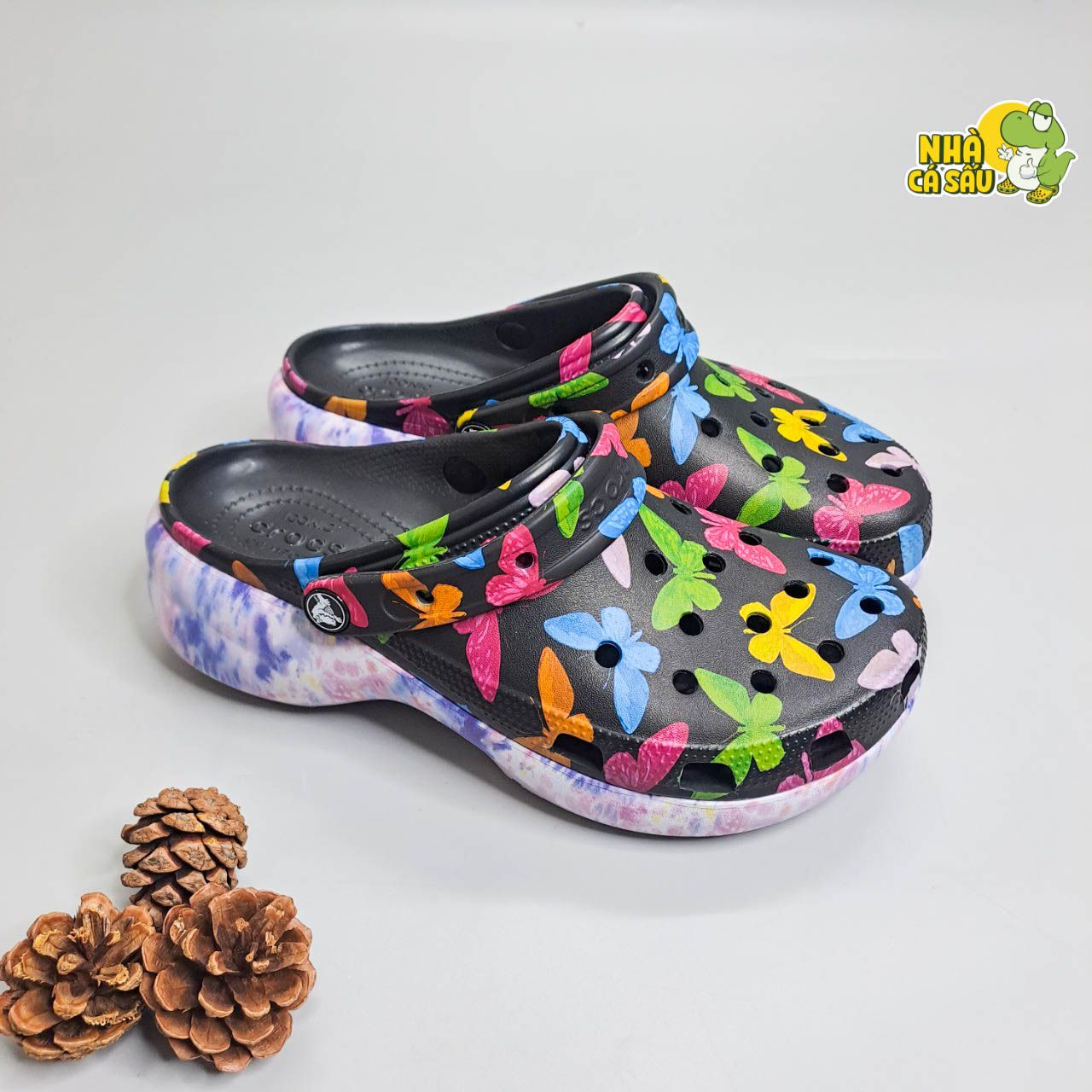  Dép sục Dinas classic platform nữ đế cao 5 phân loang hoạ tiết phun sơn chính hãng 