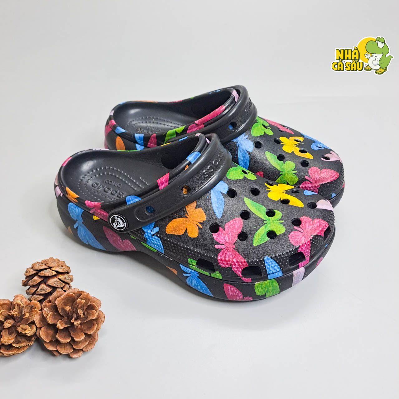  Dép sục Dinas classic platform nữ đế cao 5 phân loang hoạ tiết phun sơn chính hãng 
