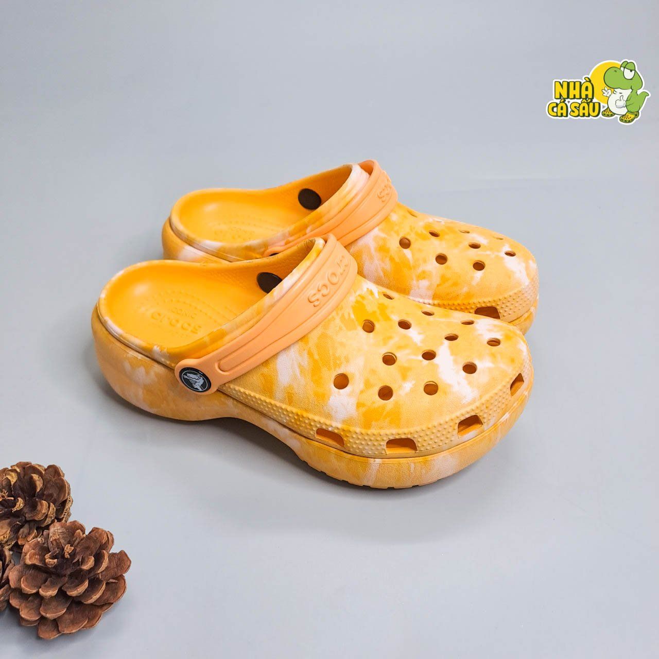  Dép sục Dinas classic platform nữ đế cao 5 phân loang hoạ tiết phun sơn chính hãng 