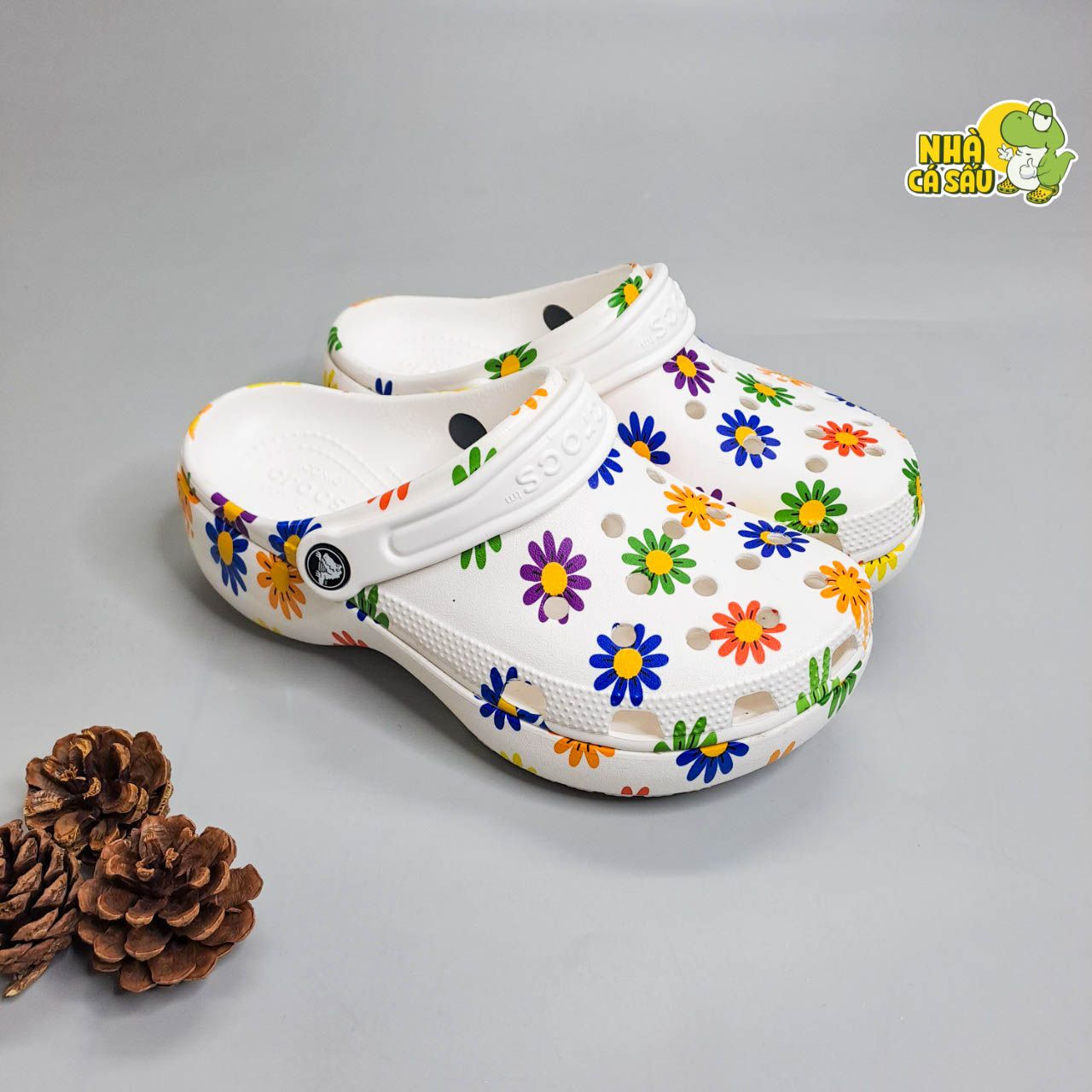  Dép sục Dinas classic platform nữ đế cao 5 phân loang hoạ tiết phun sơn chính hãng 