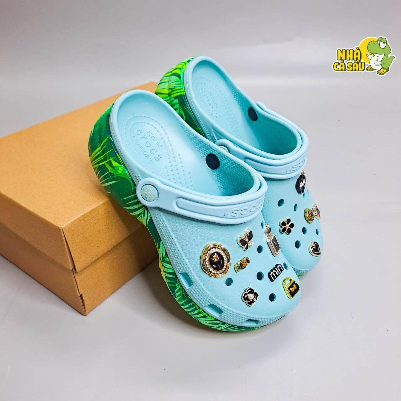  Dép sục Dinas classic platform nữ đế cao 5 phân loang hoạ tiết phun sơn chính hãng 