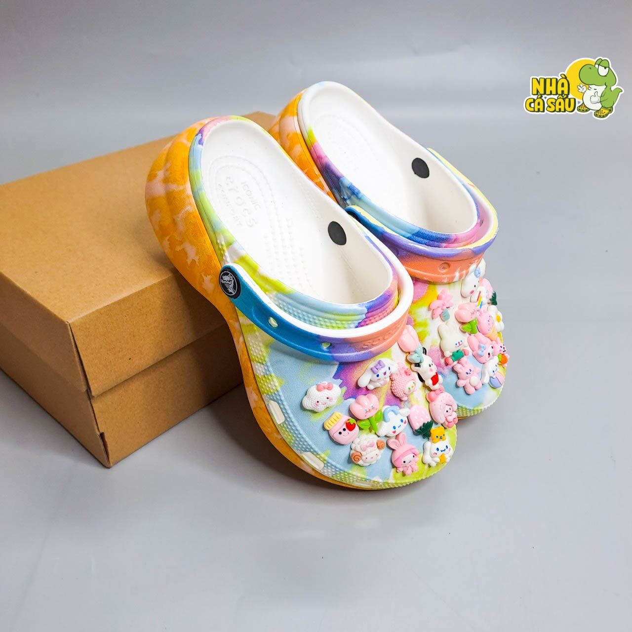  Dép sục Dinas classic platform nữ đế cao 5 phân loang hoạ tiết phun sơn chính hãng 