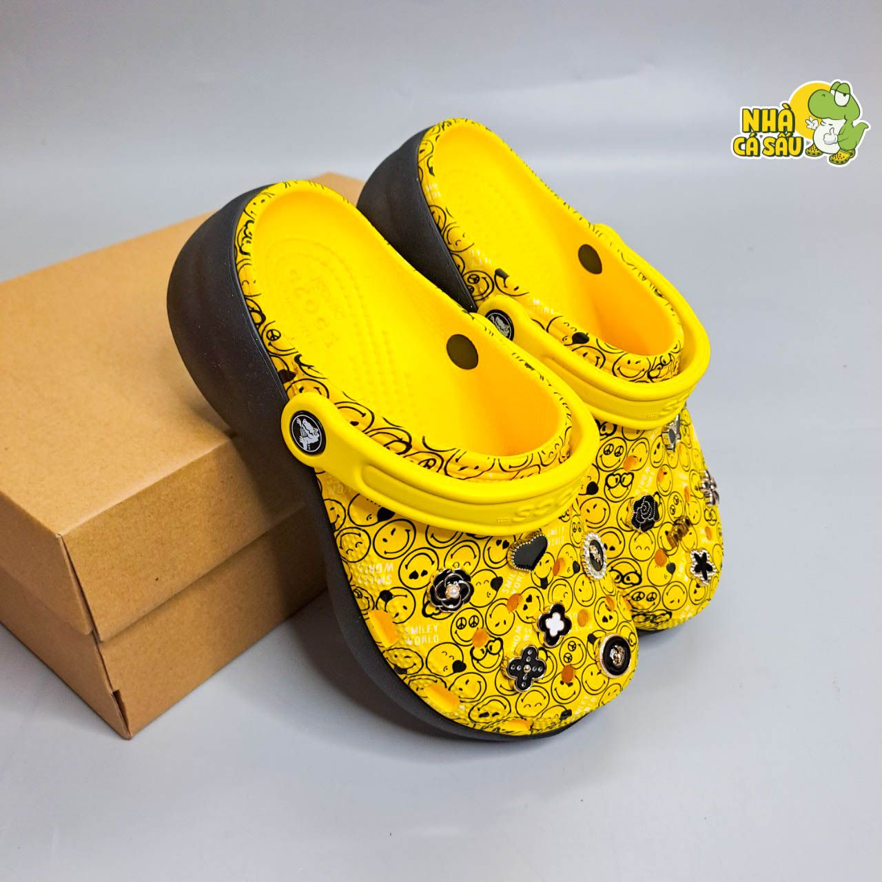  Dép sục Dinas classic platform nữ đế cao 5 phân loang hoạ tiết phun sơn chính hãng 