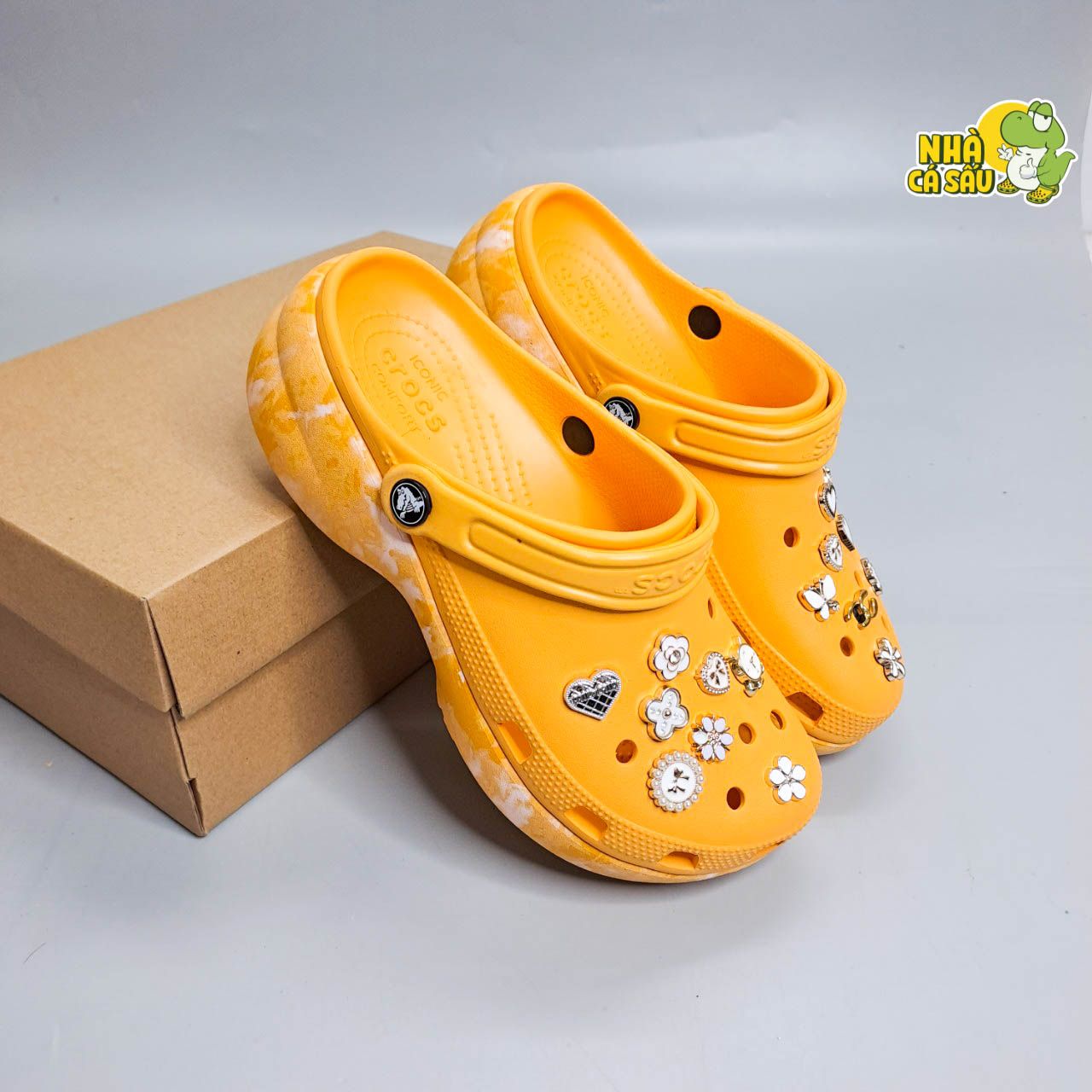  Dép sục Dinas classic platform nữ đế cao 5 phân loang hoạ tiết phun sơn chính hãng 