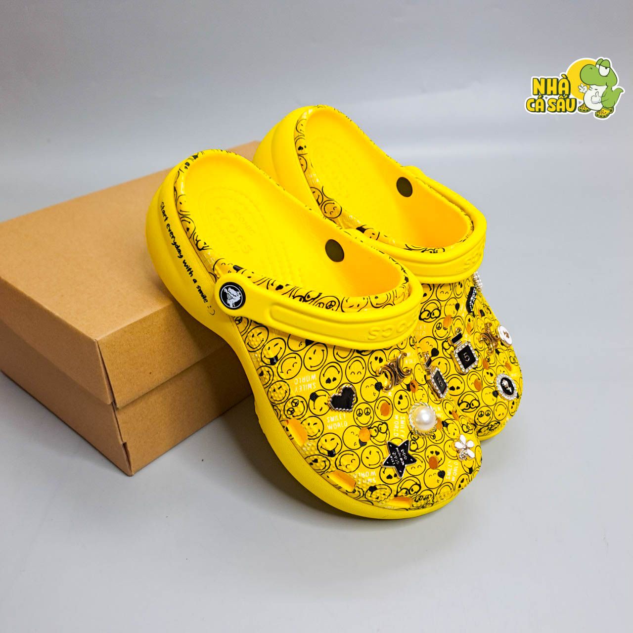  Dép sục Dinas classic platform nữ đế cao 5 phân loang hoạ tiết phun sơn chính hãng 