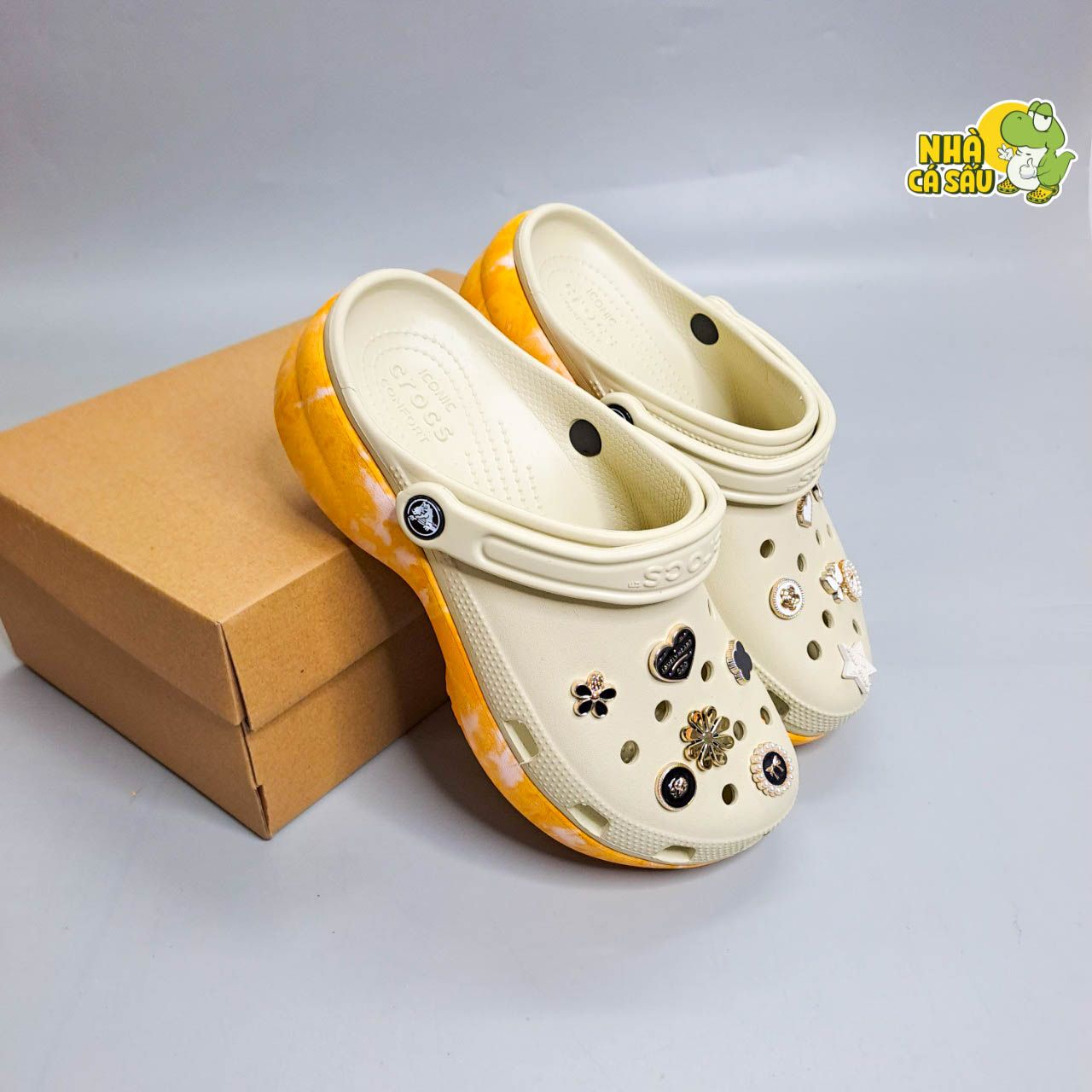  Dép sục Dinas classic platform nữ đế cao 5 phân loang hoạ tiết phun sơn chính hãng 