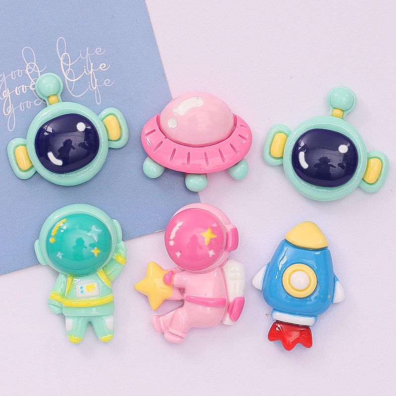  Jibbitz charms sticker 3D nhựa cứng phi hành gia, vũ trụ gắn trang trí dép sục cross 