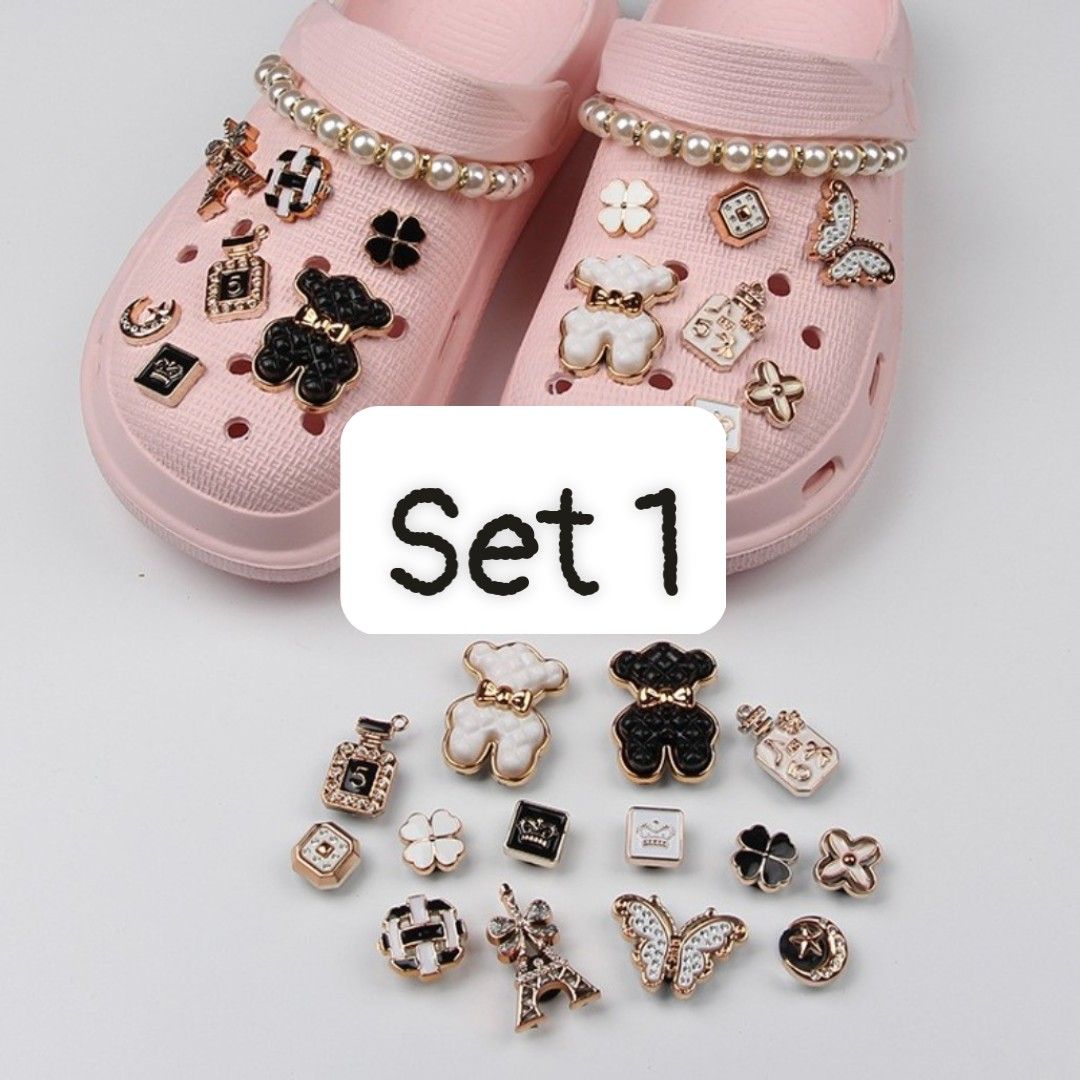  Set Jibbitz charms dây xích giả kim gắn trang trí dép Dinas 