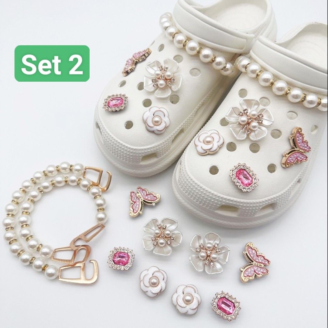  Set Jibbitz charms dây xích giả kim gắn trang trí dép Dinas 