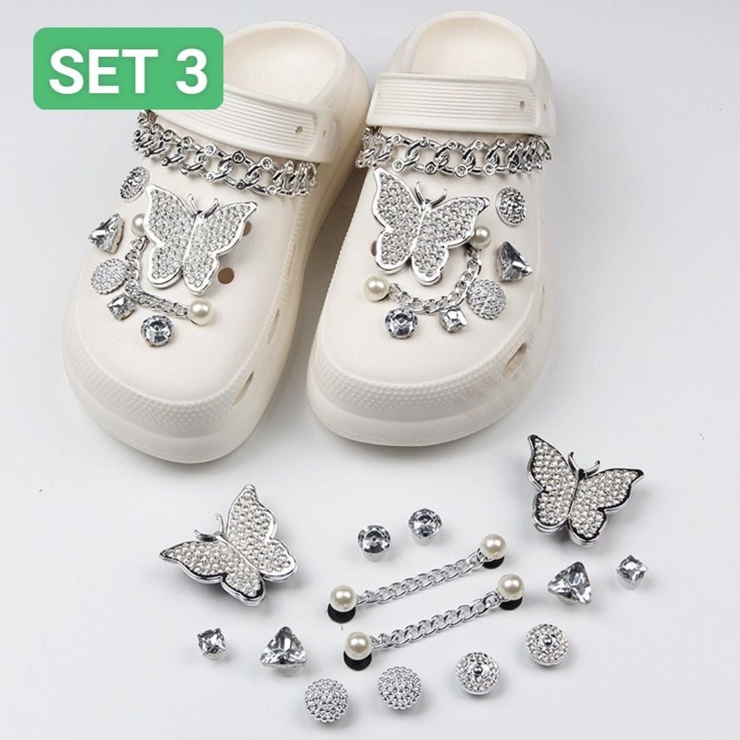  Set Jibbitz charms dây xích giả kim gắn trang trí dép Dinas 