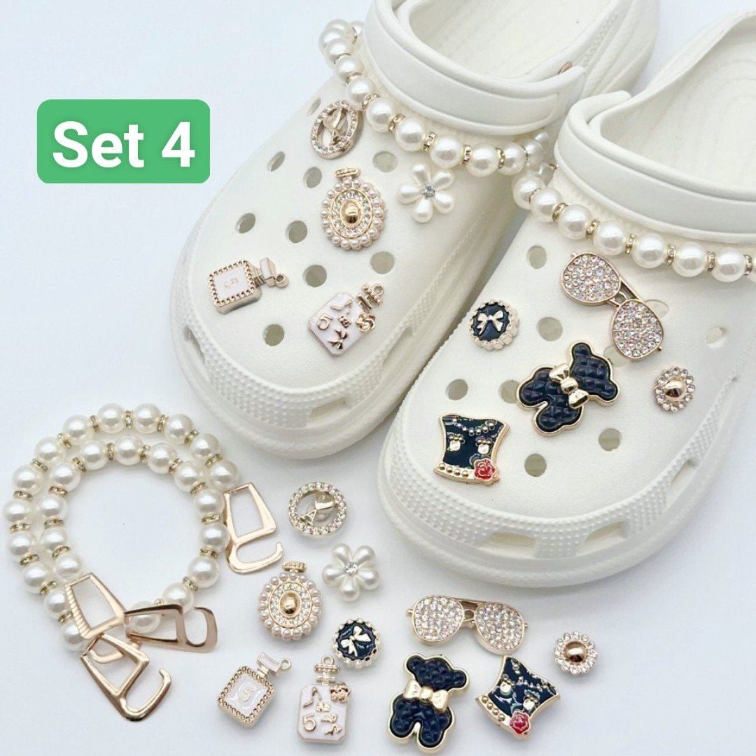  Set Jibbitz charms dây xích giả kim gắn trang trí dép Dinas 
