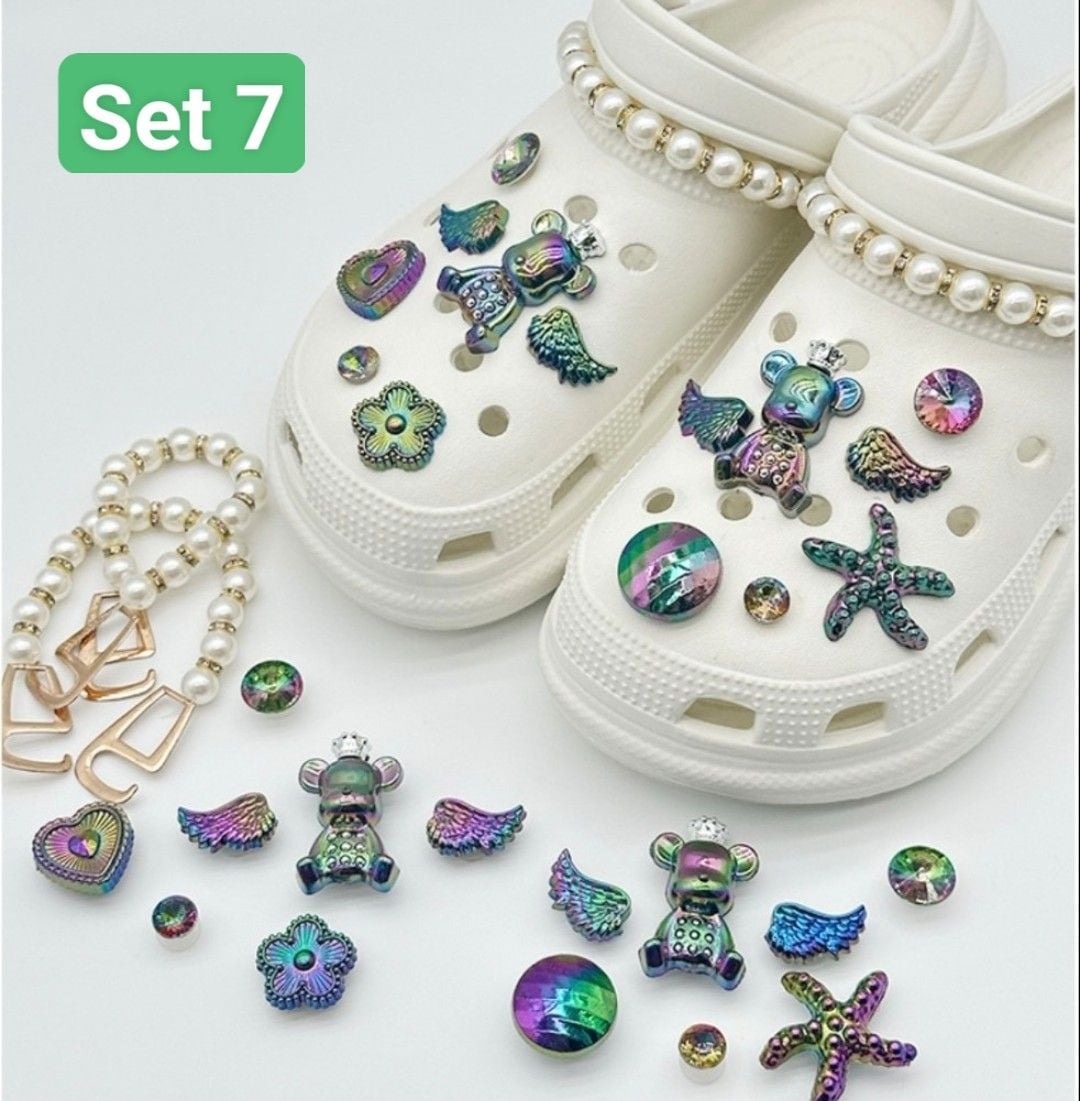  Set Jibbitz charms dây xích giả kim gắn trang trí dép Dinas 