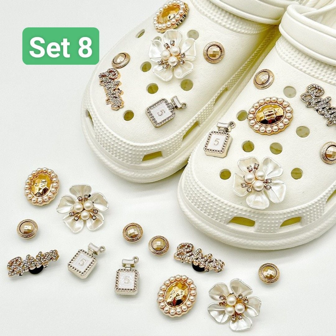  Set Jibbitz charms dây xích giả kim gắn trang trí dép Dinas 