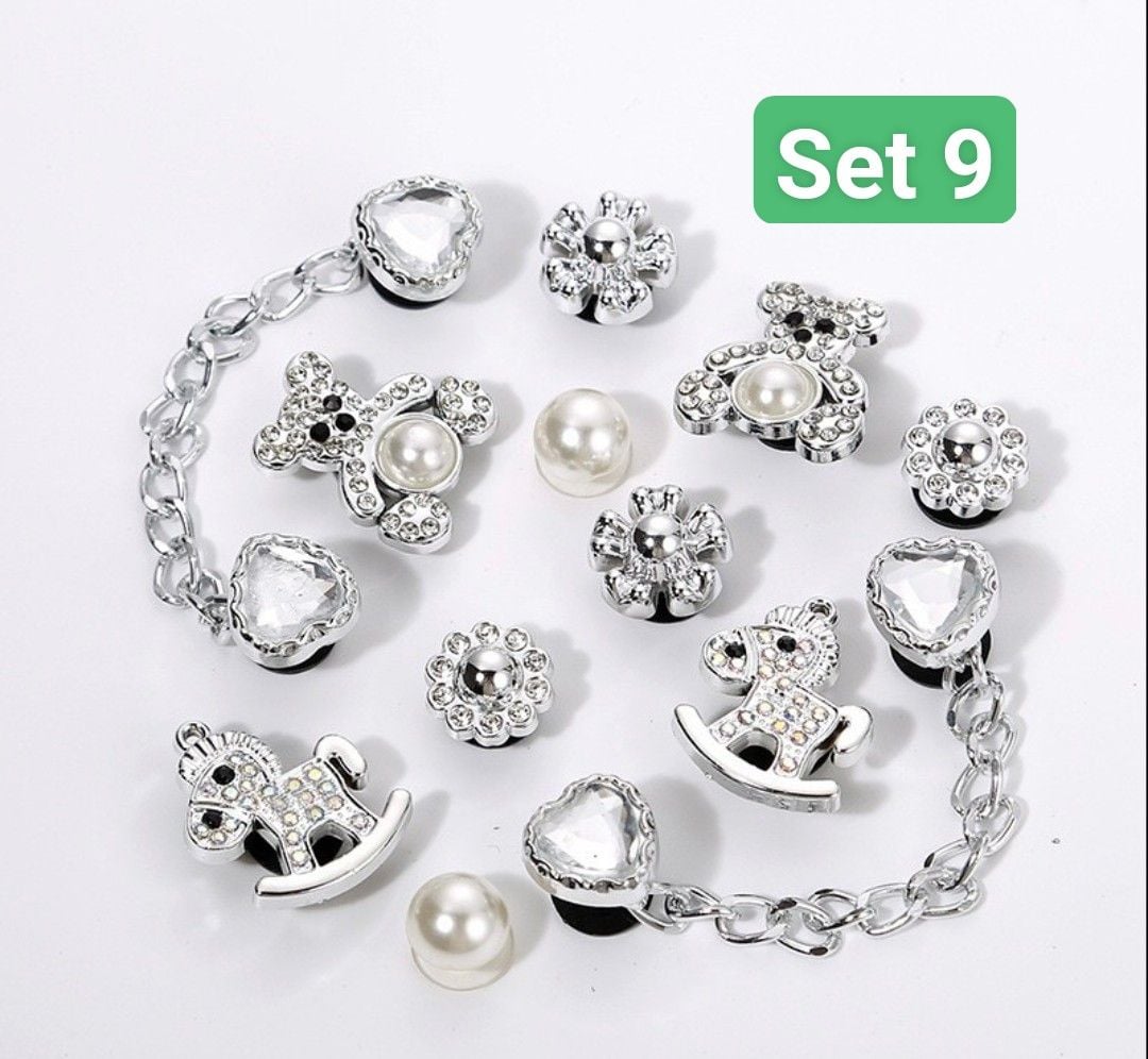  Set Jibbitz charms dây xích giả kim gắn trang trí dép Dinas 