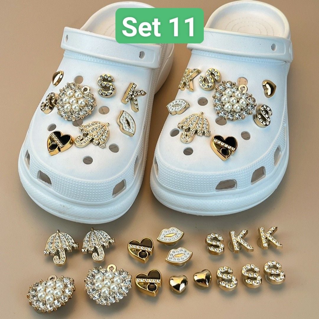  Set Jibbitz charms dây xích giả kim gắn trang trí dép Dinas 