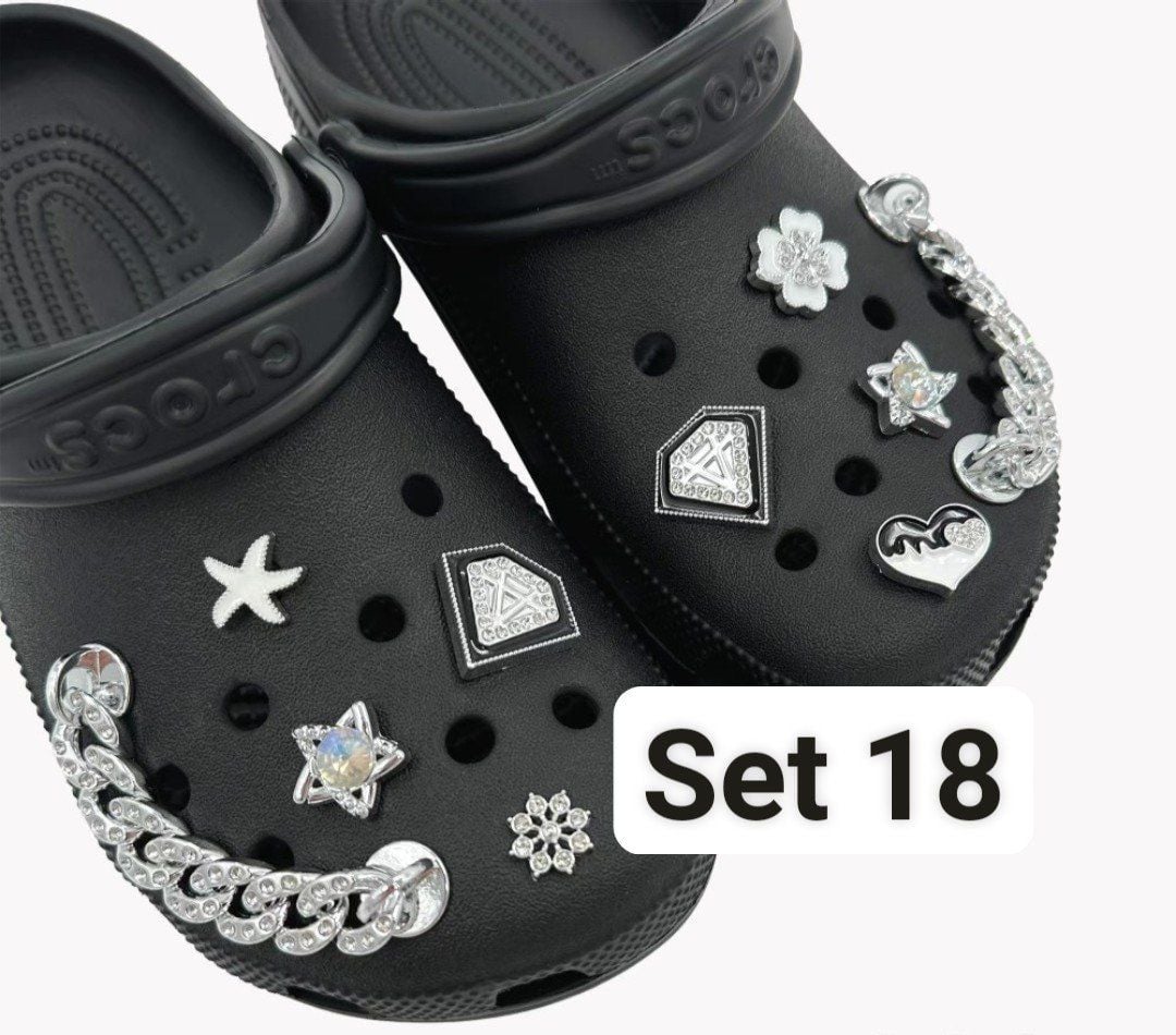  Set Jibbitz charms dây xích giả kim gắn trang trí dép Dinas 