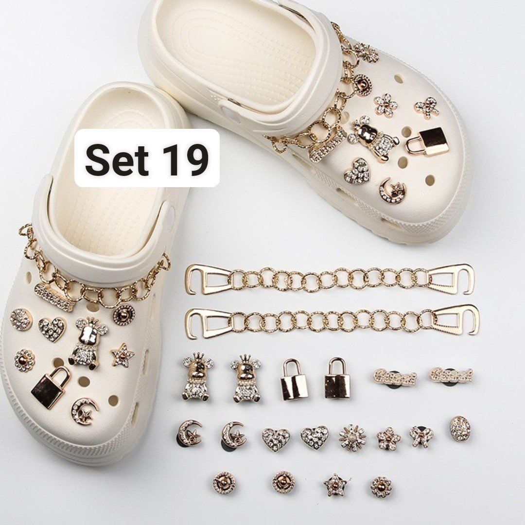  Set Jibbitz charms dây xích giả kim gắn trang trí dép Dinas 