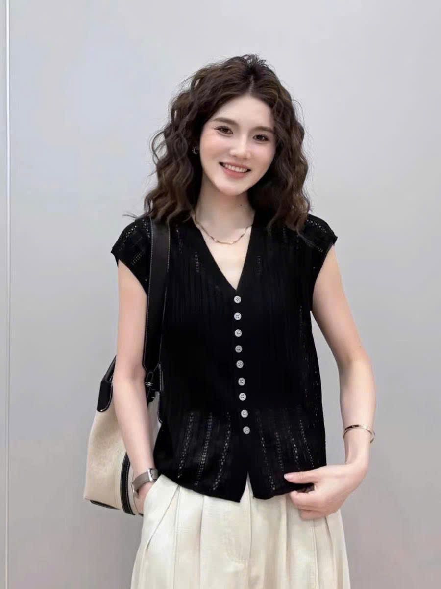  Áo thun Top Cache dệt kim nữ thoáng mát 