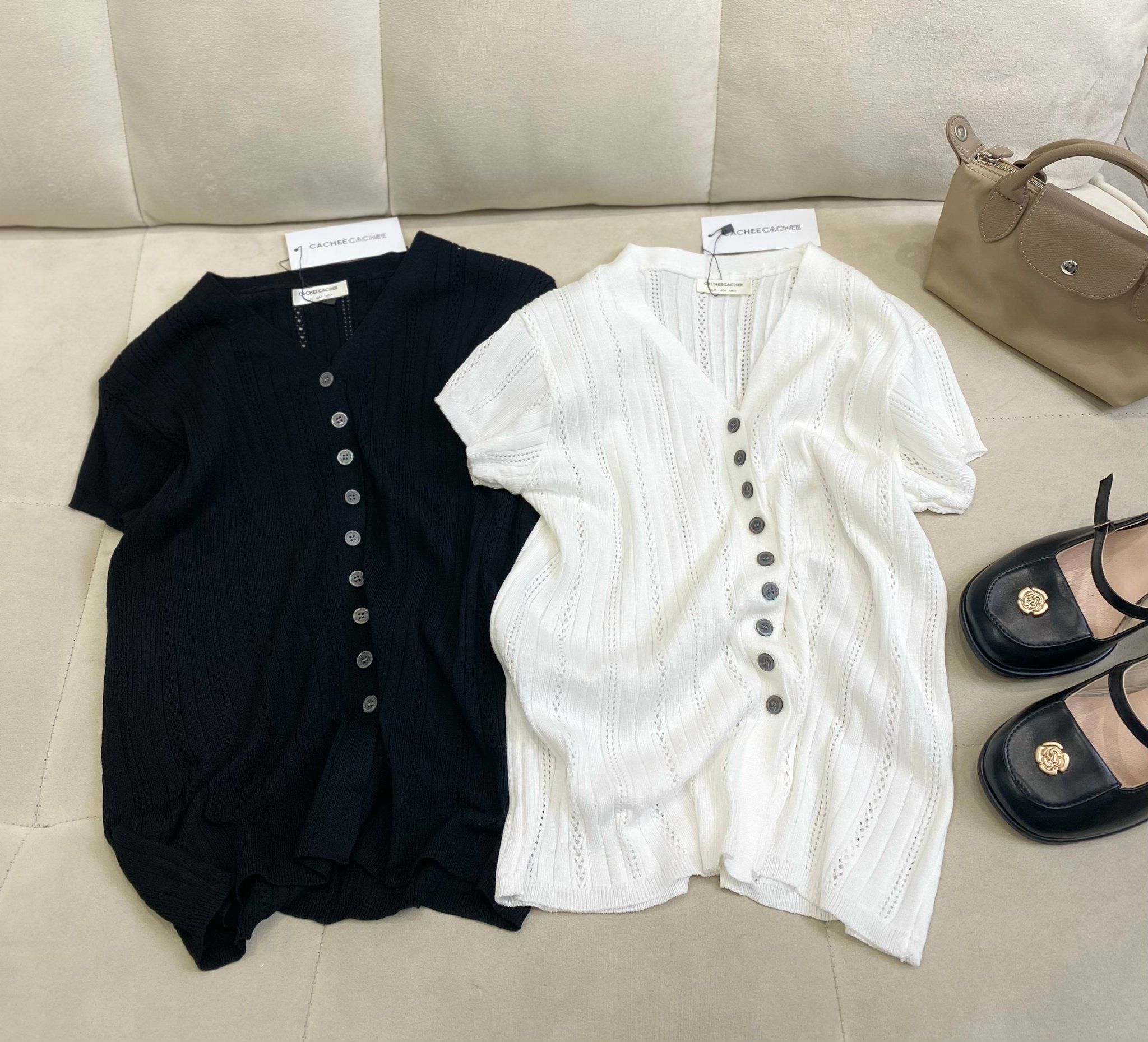  Áo thun Top Cache dệt kim nữ thoáng mát 