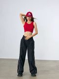  Quần jogger nữ dù ống rộng phối line 