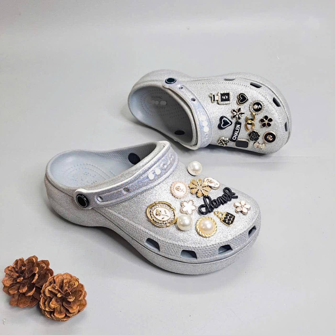  Dép sục Dinas classic platform nữ đế cao 5 phân kim tuyến chính hãng 