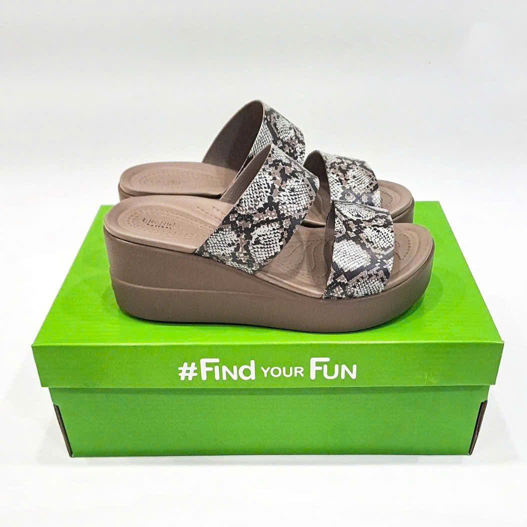  Dép xuồng hai quai ngang cross brooklyn Mid Wedge nữ đế cao 6 phân 