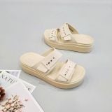  Dép quai ngang đế bánh mỳ Dinas brooklyn mid wedge cài khuy nữ 