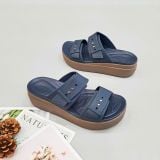  Dép quai ngang đế bánh mỳ Dinas brooklyn mid wedge cài khuy nữ 
