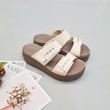  Dép quai ngang đế bánh mỳ Dinas brooklyn mid wedge cài khuy nữ 