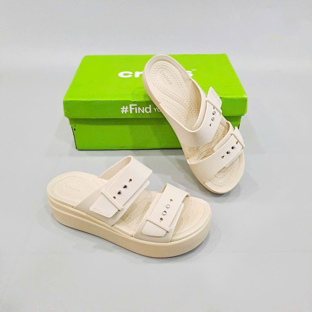  Dép quai ngang đế bánh mỳ Dinas brooklyn mid wedge cài khuy nữ 