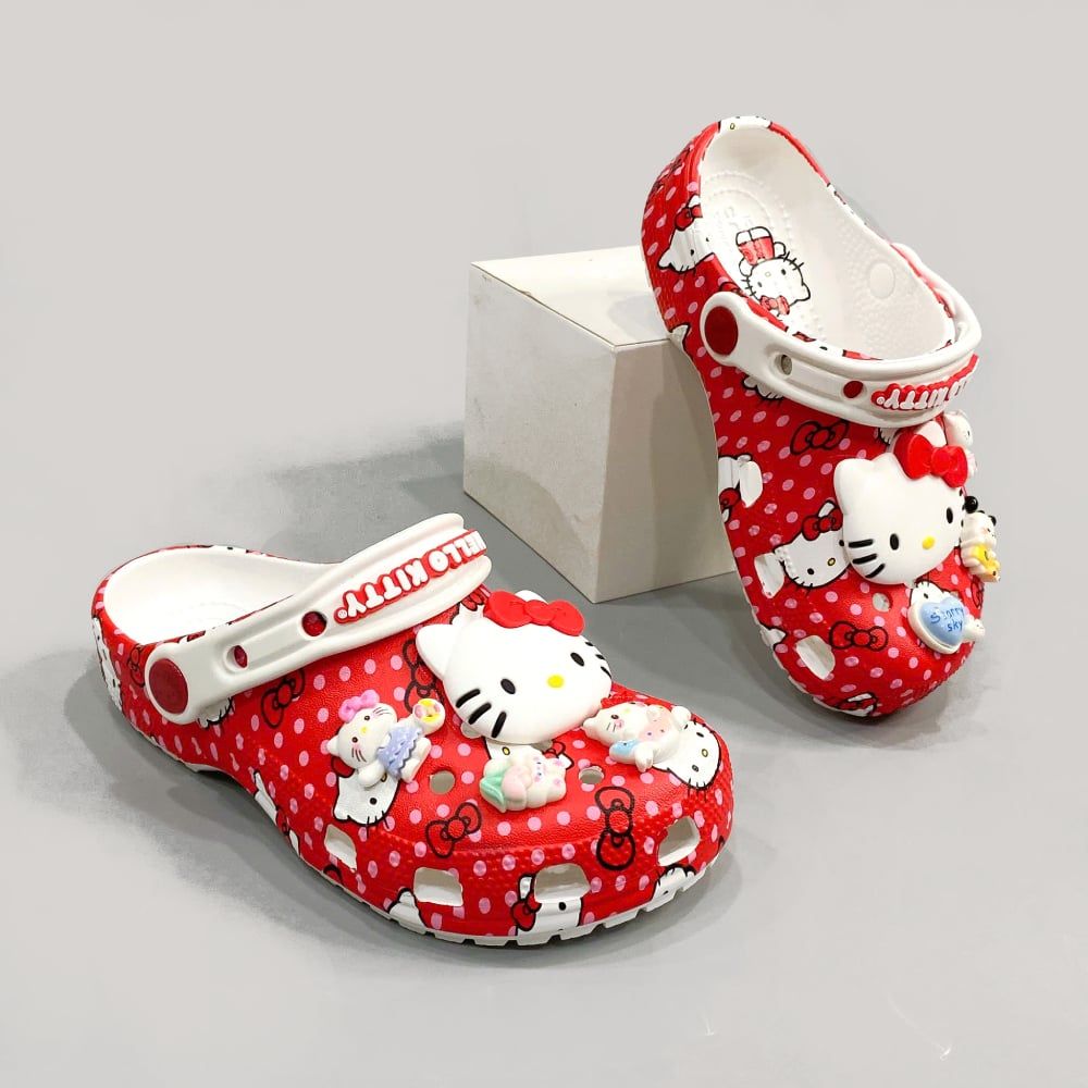  Dép sục cross classic Hello Kitty đỏ trẻ em 
