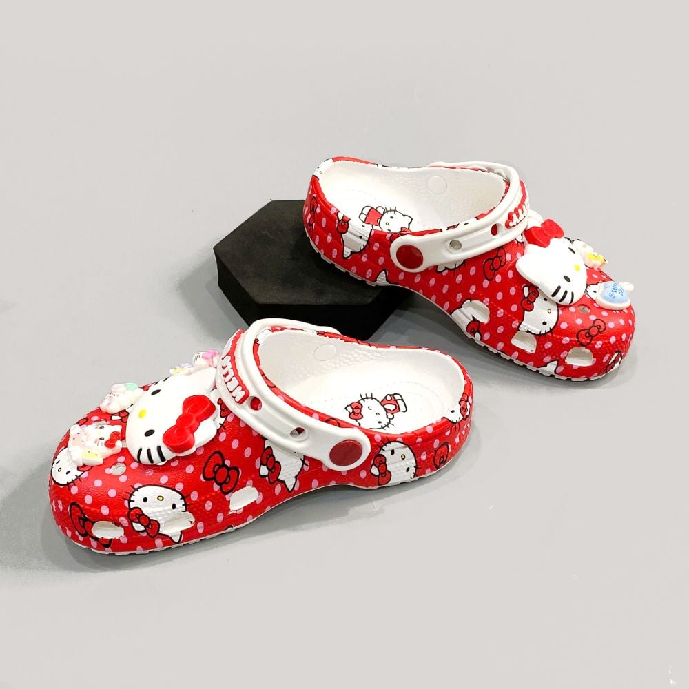  Dép sục cross classic Hello Kitty đỏ trẻ em 