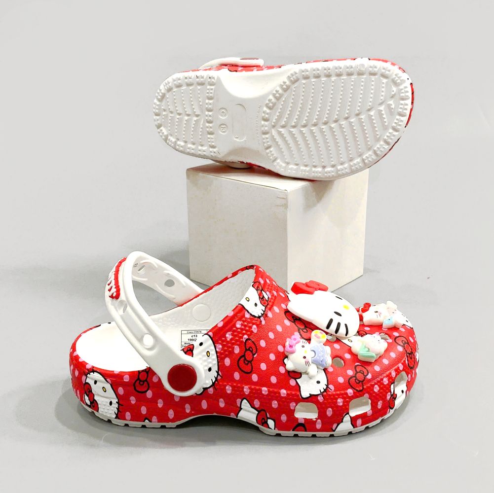  Dép sục cross classic Hello Kitty đỏ trẻ em 