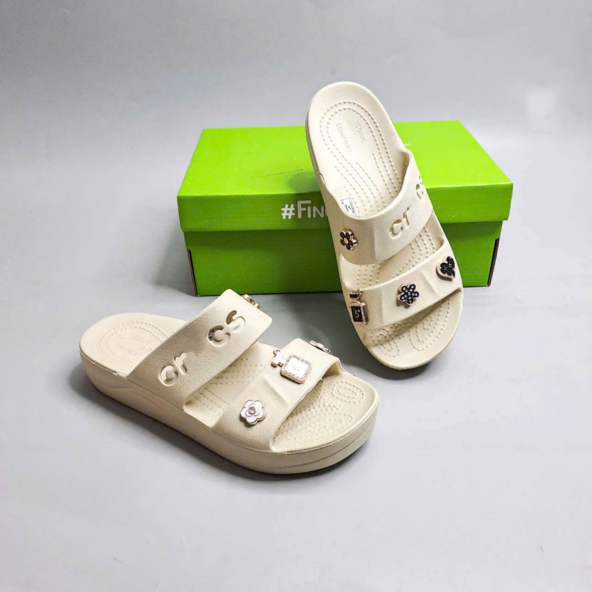  Dép Dinas hai quai ngang baya platform sandals nữ 