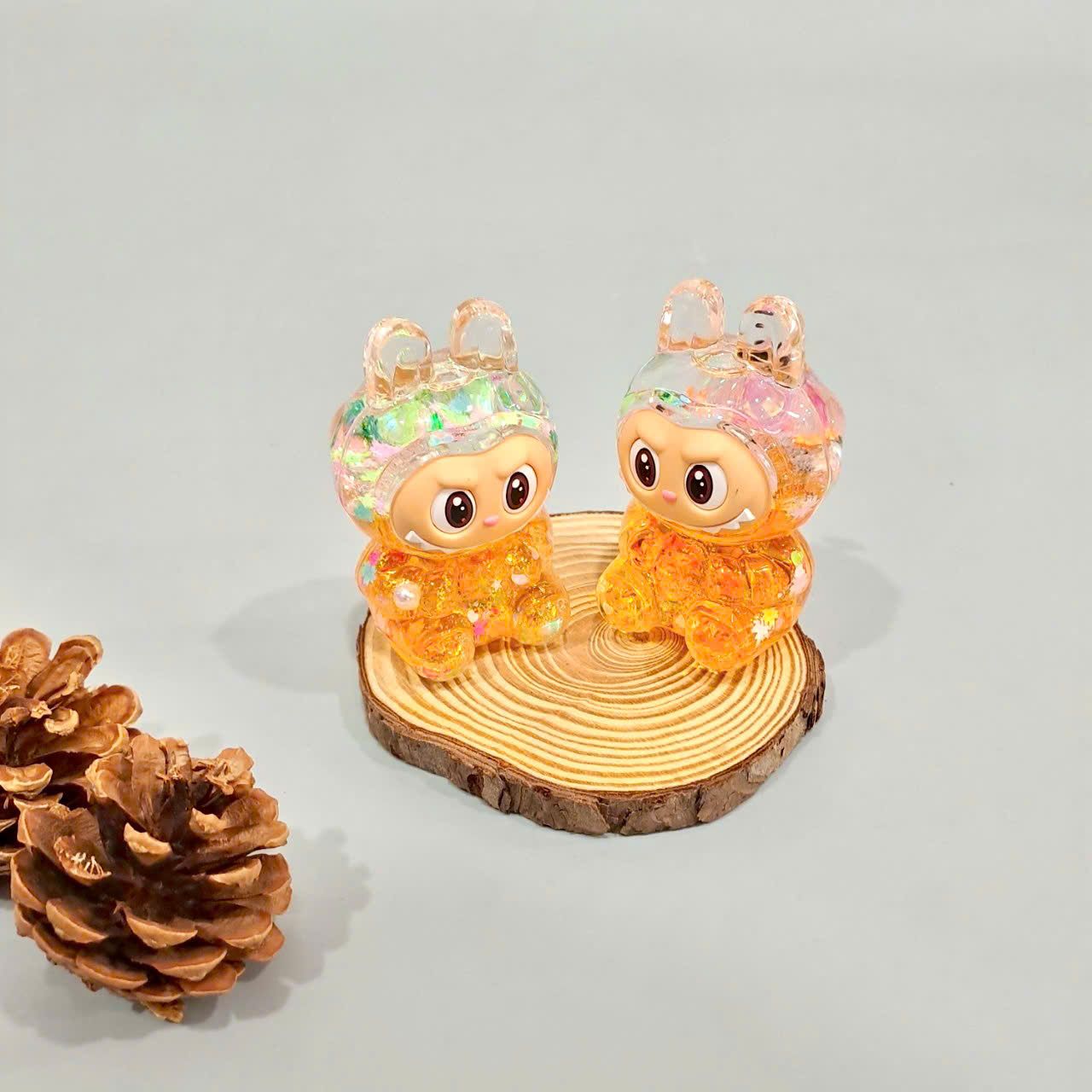  Jibbitz Labubu 3D kim tuyến lấp lánh con to gắn dép cross trang trí 