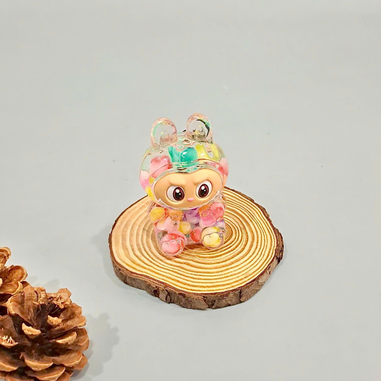  Jibbitz Labubu 3D kim tuyến lấp lánh con to gắn dép cross trang trí 