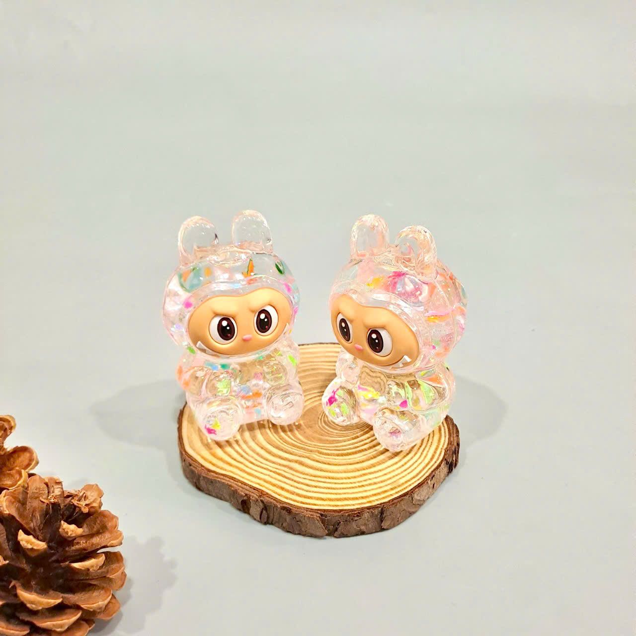  Jibbitz Labubu 3D kim tuyến lấp lánh con to gắn dép cross trang trí 