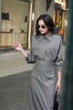  Set váy sơ mi phối chân váy dài 