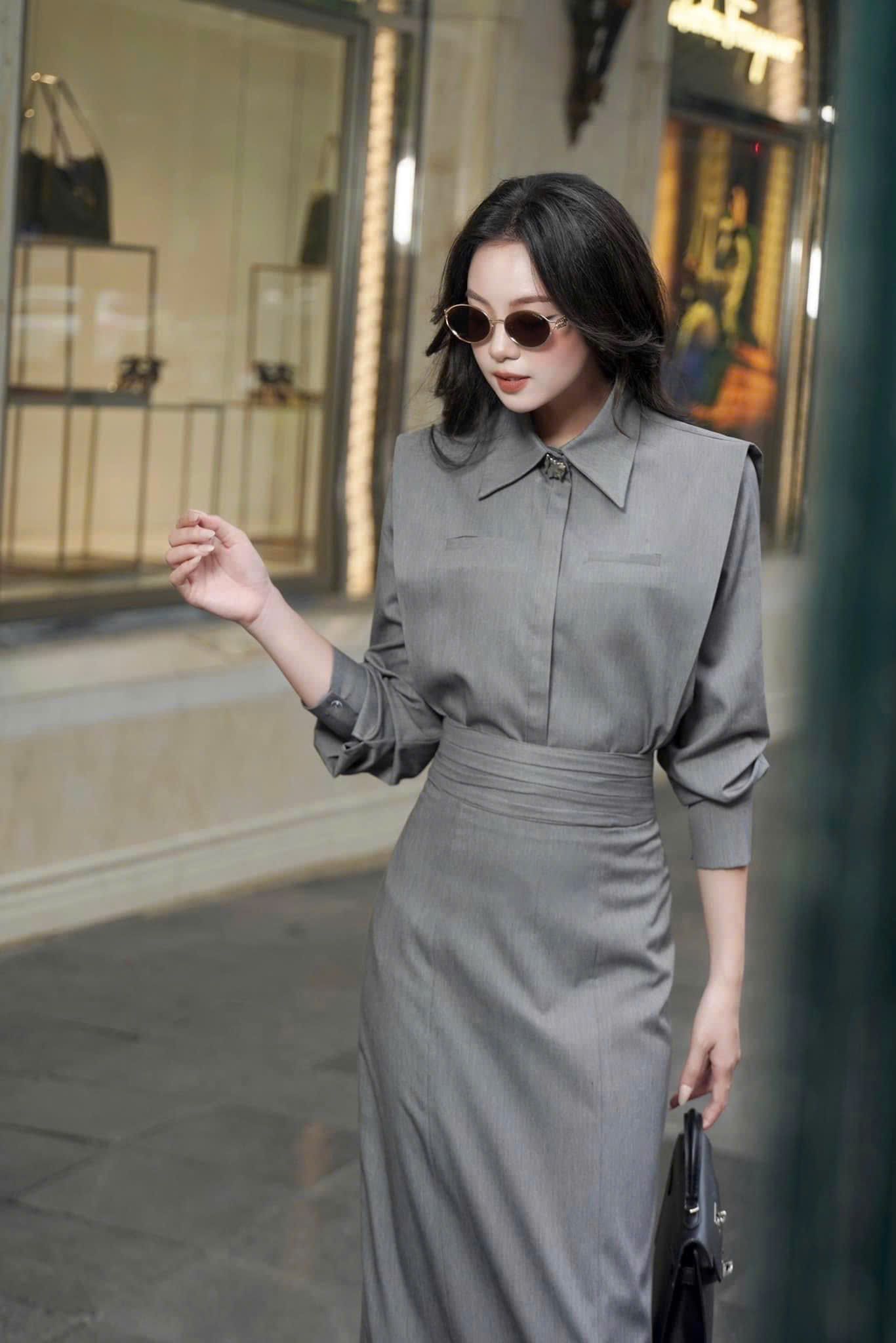  Set váy sơ mi phối chân váy dài 