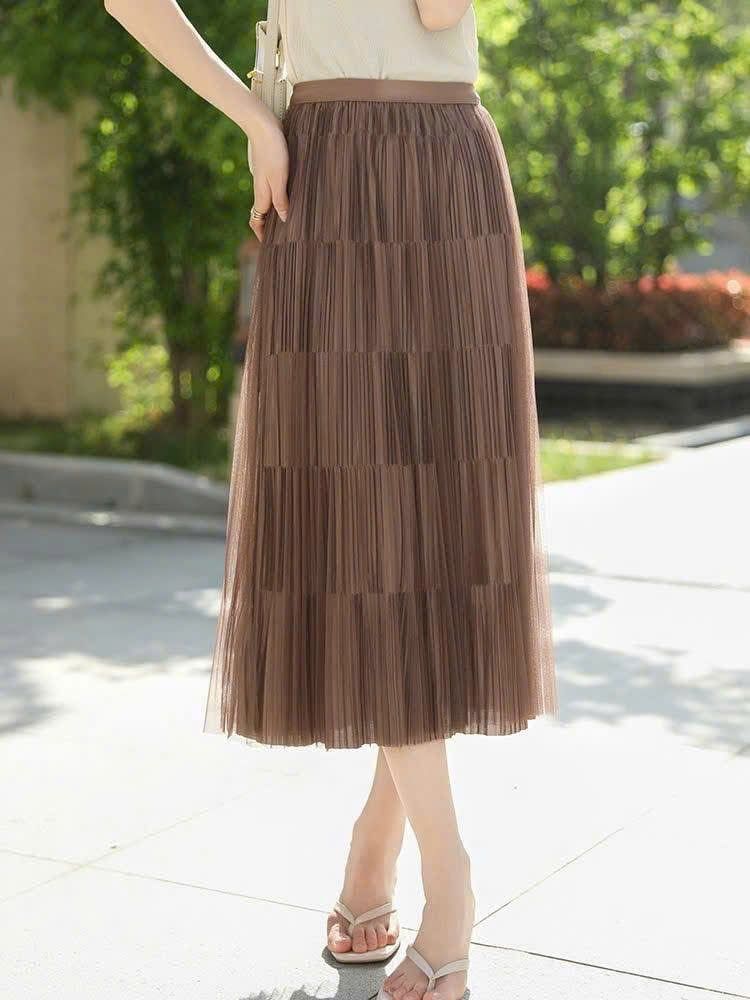  Chân Váy Nữ Dài Xếp Ly Voan 