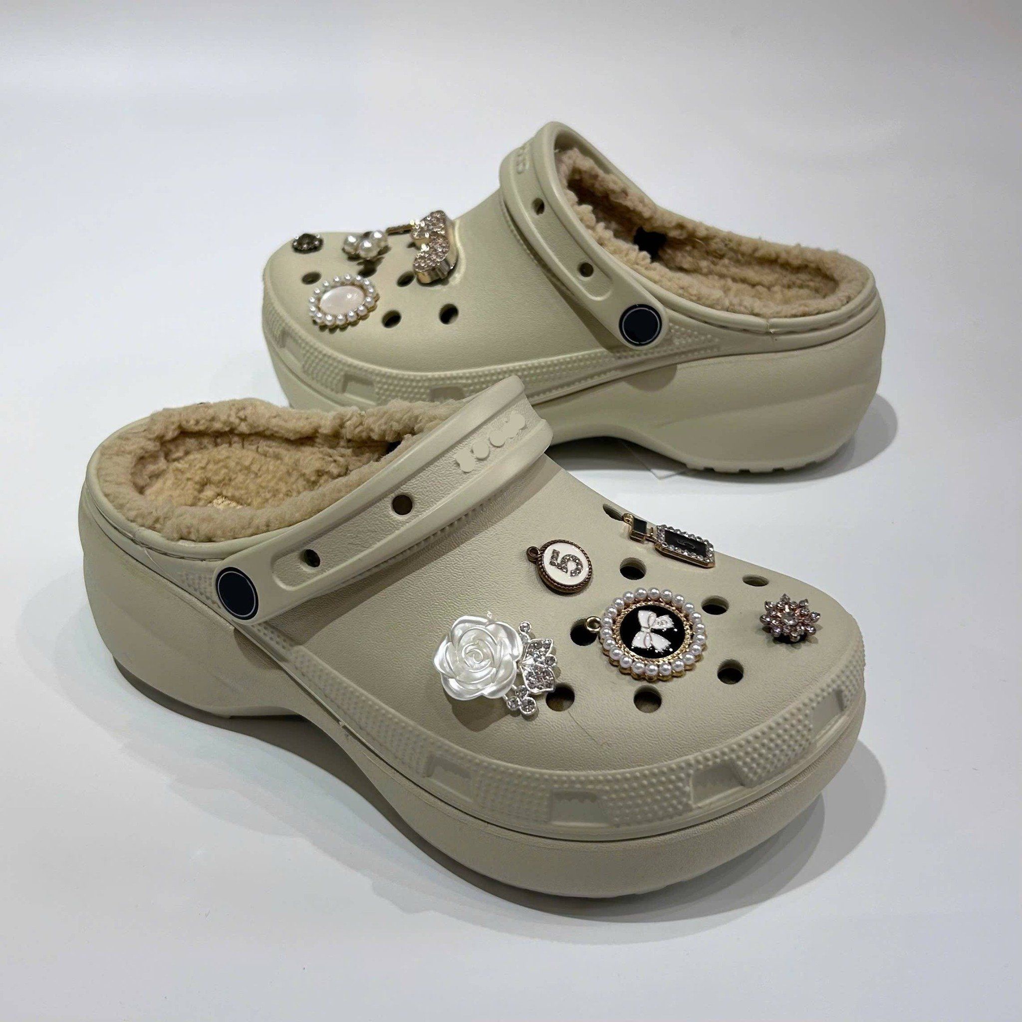  Dép sục cross classic platform đế cao 5 phân nữ lót lông 
