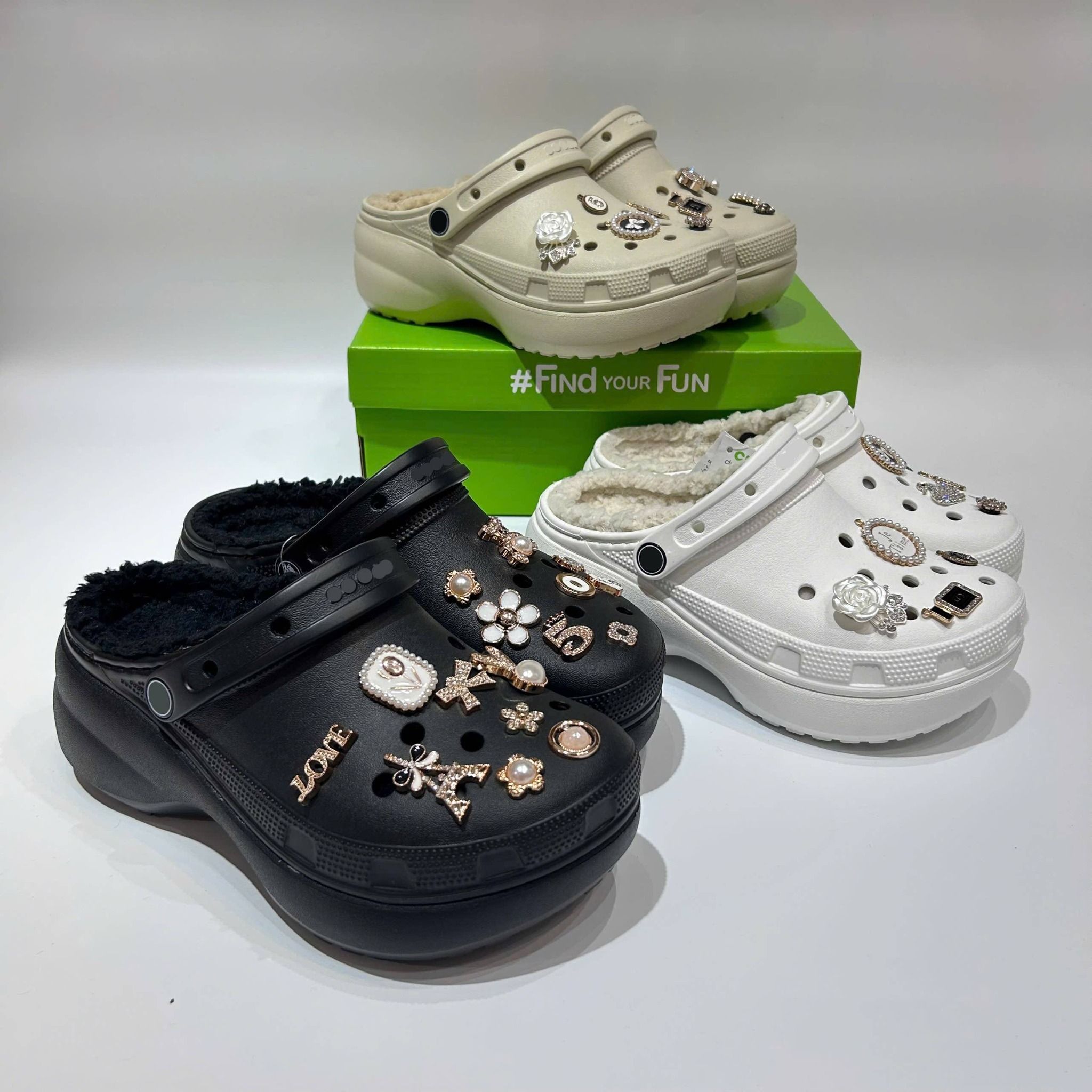  Dép sục cross classic platform đế cao 5 phân nữ lót lông 